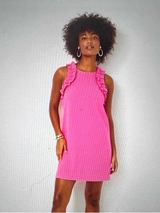 Lilly Pulitzer Dresses & Skirts - 💕NWOT Lilly Pulitzer Kailee Hot Pink Ruffle-Trim Shift Dress